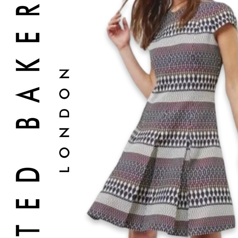 Ted Baker Glitter Metallic Jacquard Skater Dress